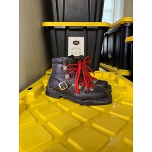 Alico Vintage Leather Hiking Boots Black Square Toe Vibram Nordic Norm 75mm 4 N